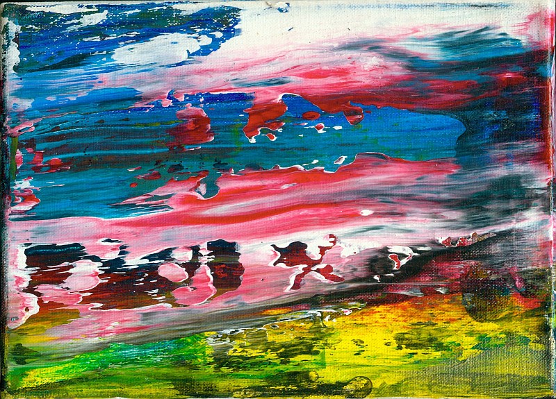 001 - Sonnenuntergang am Meer, Acryl auf Leinwand, 13x18cm 001