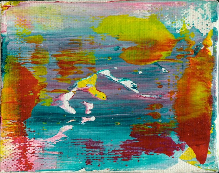 002 - Sonnenuntergang am Meer, Acryl auf Leinwand, 7x9cm 002