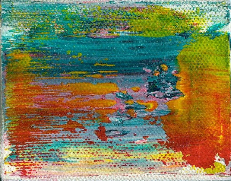 003 - Sonnenuntergang am Meer, Acryl auf Leinwand, 7x9cm 003