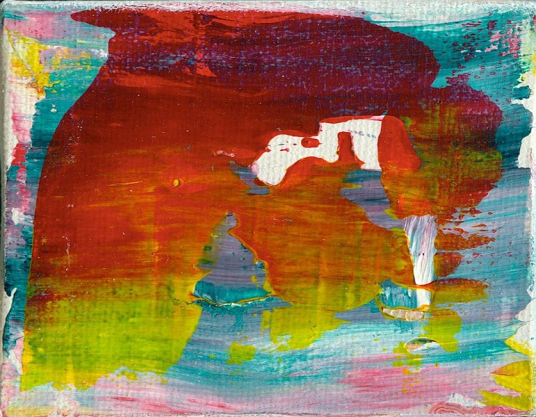 005 - Sonnenuntergang am Meer, Acryl auf Leinwand, 7x9cm 005